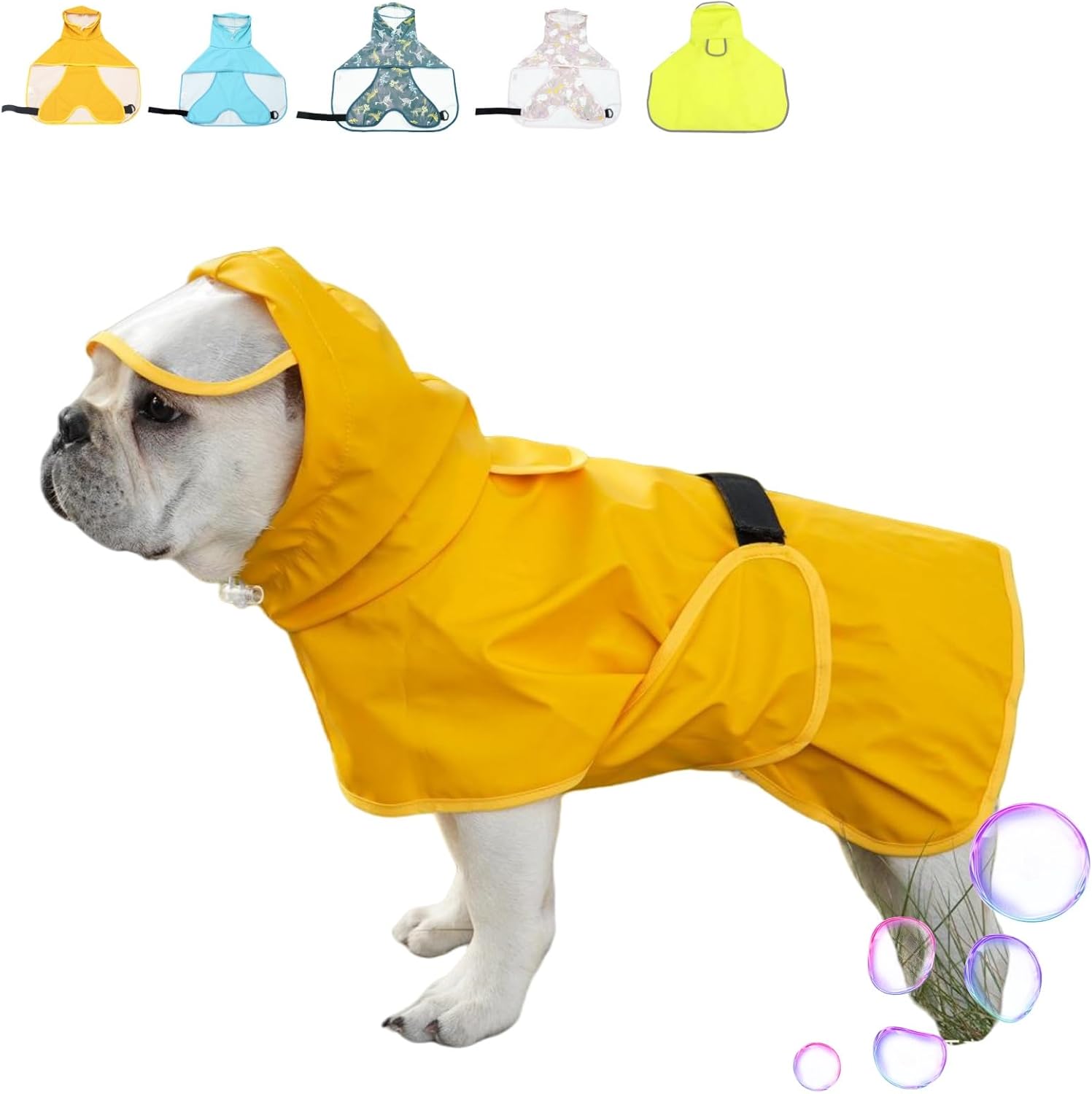 犬用レインコート 透明フード付きケープ防水 透湿 速乾 防塵 防雪軽量 耐久性ありマジックテープで着脱簡単 サイズ調整可能小型犬 中型犬 大型犬用サイズ:2XL 対応体重:7.5-10kg