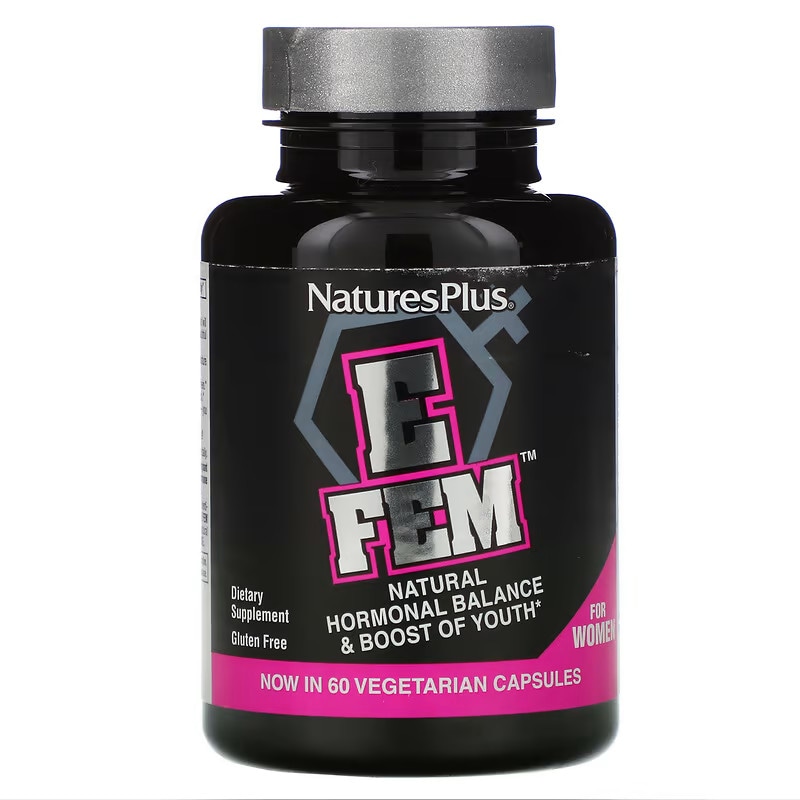 NaturesPlus　女性用E Fem（Eフェム）ナチュラルホルモンバランス＆ブースト オブ ユースベジカプセル60粒
