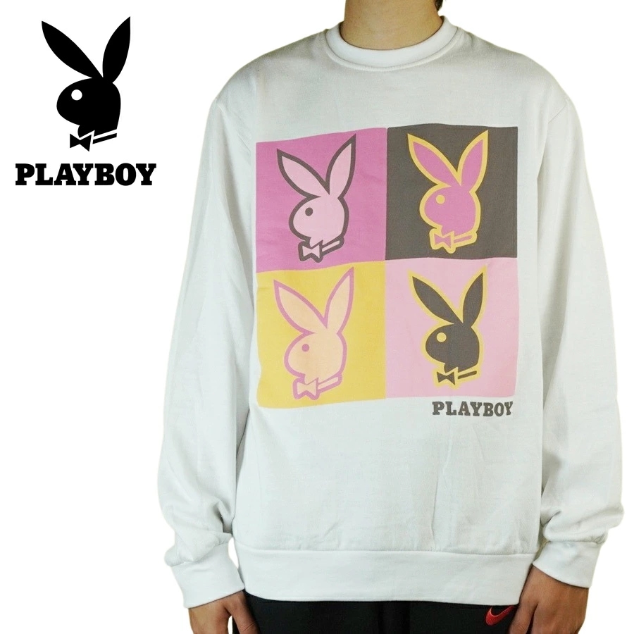 メンズ パーカーPLAY BOY PULLOVER SWEATプレイボーイ プルオーバー パーカーWHITE(ホワイト) 白 男性用 ウサギ ロゴ フード スウ