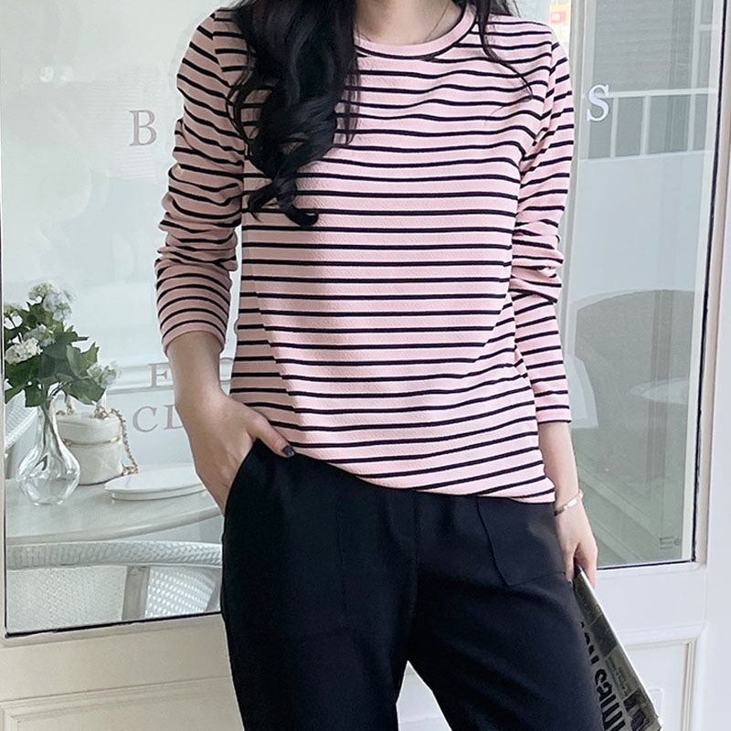 （1+1）ジェナストライプ女性Tシャツ 3442