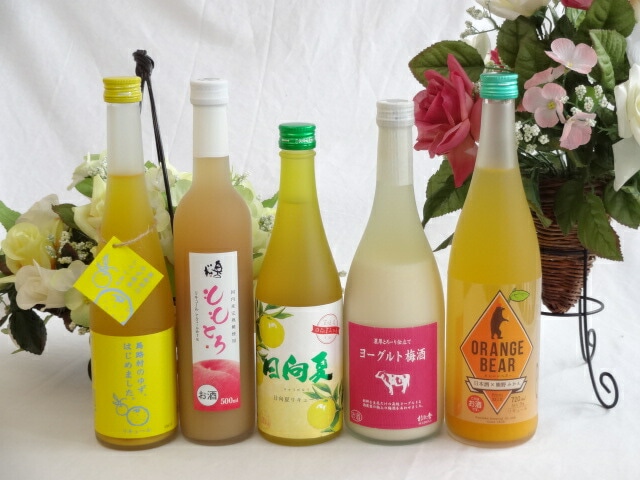果実酒5本セット 日向夏（宮崎県）ヨーグルト梅酒(福岡県)日本酒オレンジ(三重県)ももとろリキ
