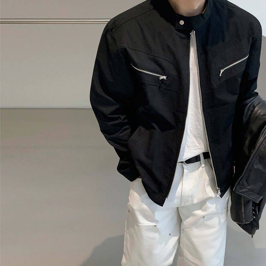 ニッチなハンサムトップスのトレンドの機能的な風のジャケットメンズ秋ルーズスタンドカラージャケット韓国語版