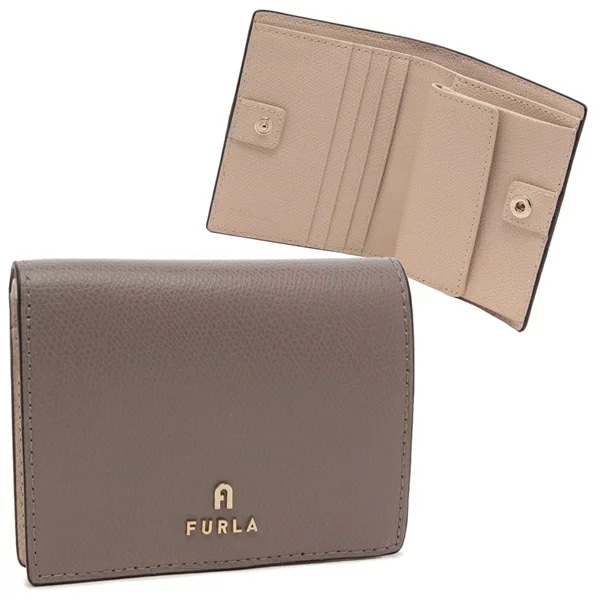 二つ折り財布 カメリア グレー ベージュ レディース WP00304 ARE000 3787S