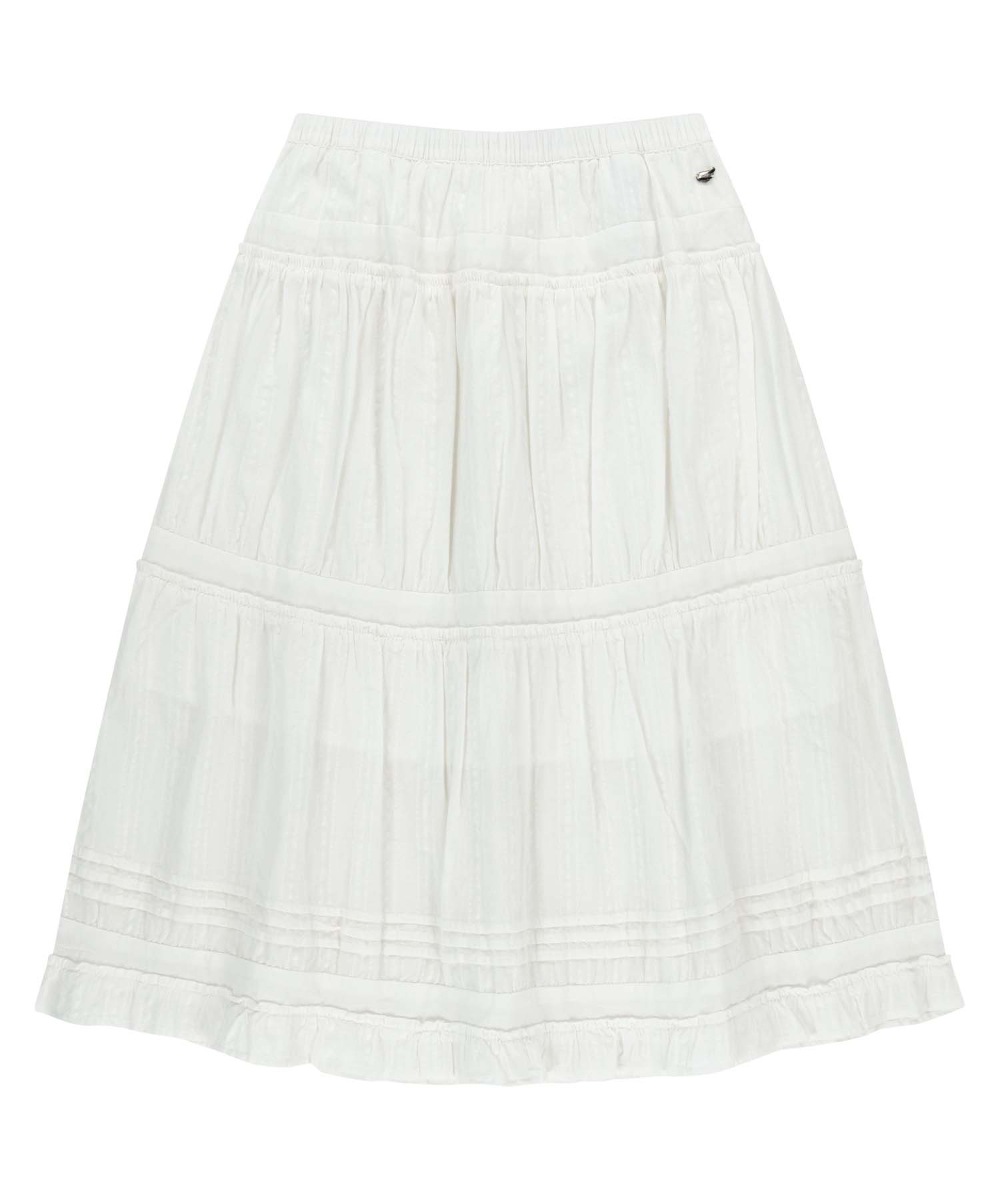 【COYSEIO】 SHIRRING MIDI SKIRT : WHITE
