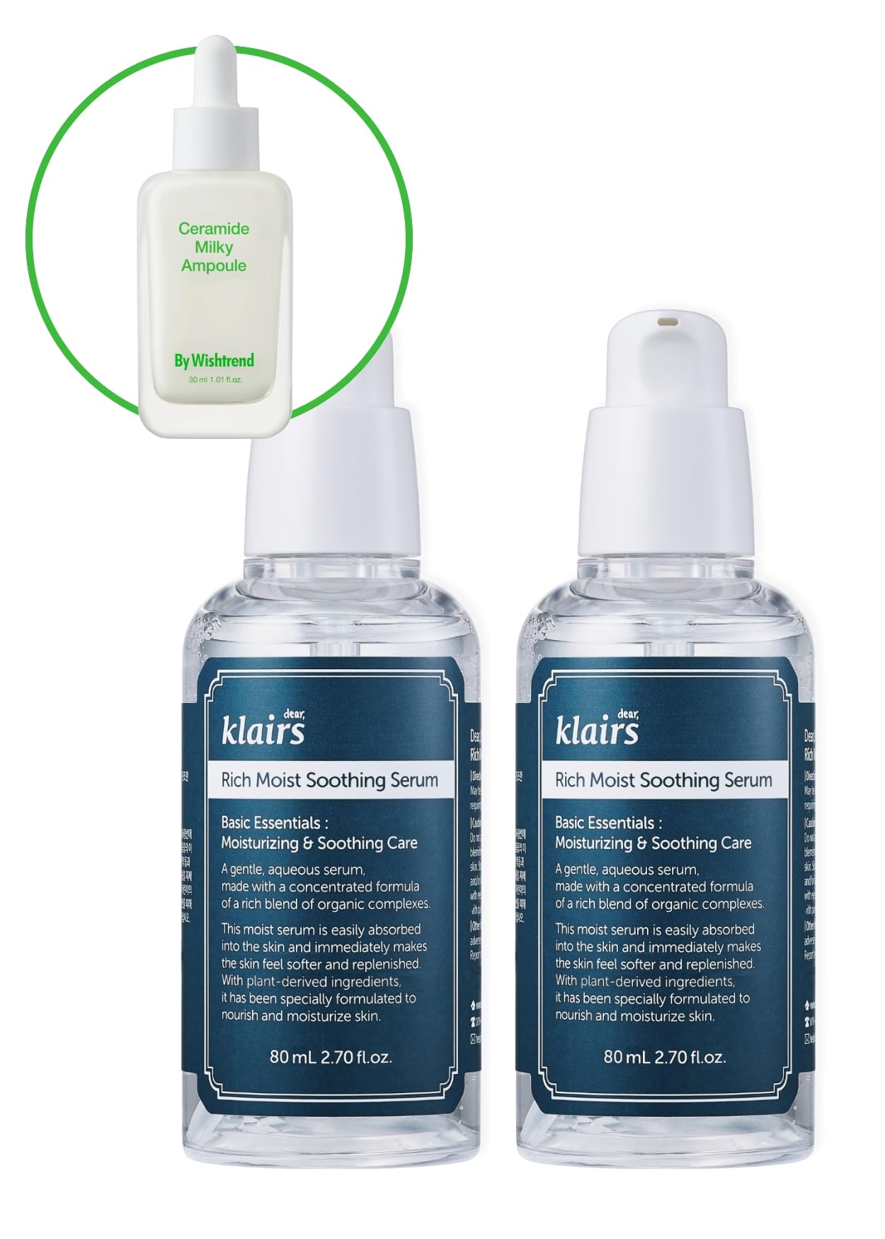 クレアス (Klairs) リッチ モイスト スージング セラム 80ml 2個 セット アンプル 美容液 エッセンス ドロップ 保湿 水分 鎮静 大容量