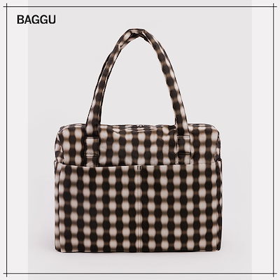 【BAGGU】 CLOUD CARRY-ON BLURRED GINGHAM BROWN バッグ 正規品