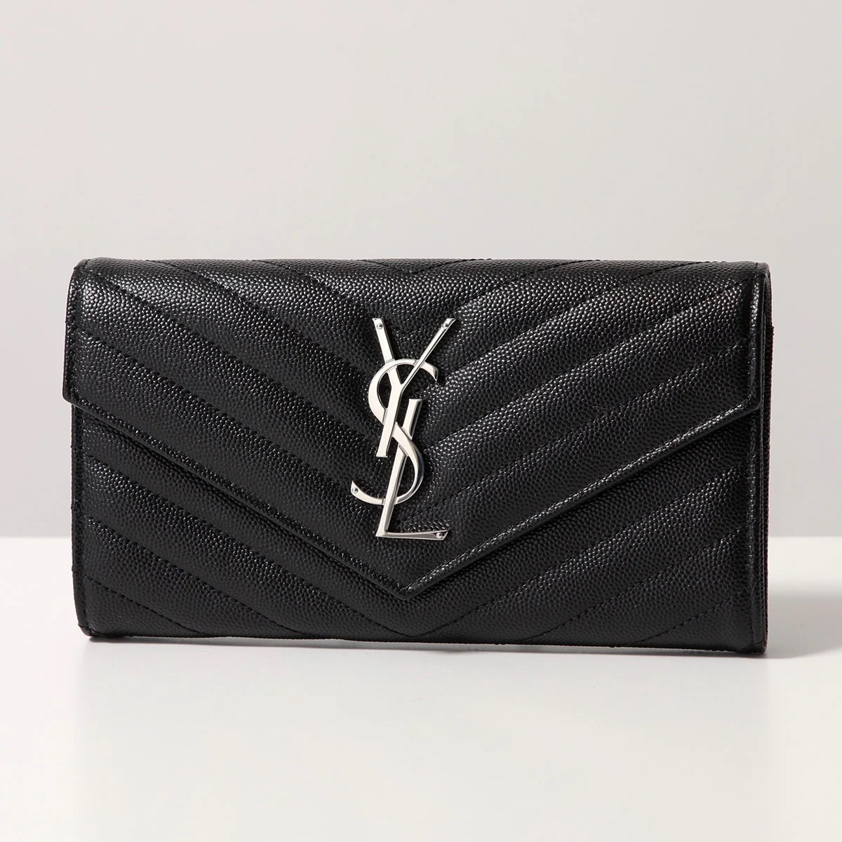 SAINT LAURENT サンローラン 二つ折り長財布 372264 BOW02 レディース カサンドラロゴ キルティングレザー 1000/NERO 372264BOW021000