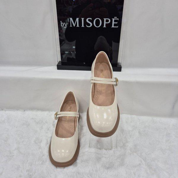 By 女性 ゴールド バックル メリージェーン シューズ 112HT431SI021 IVORY 2 JJ