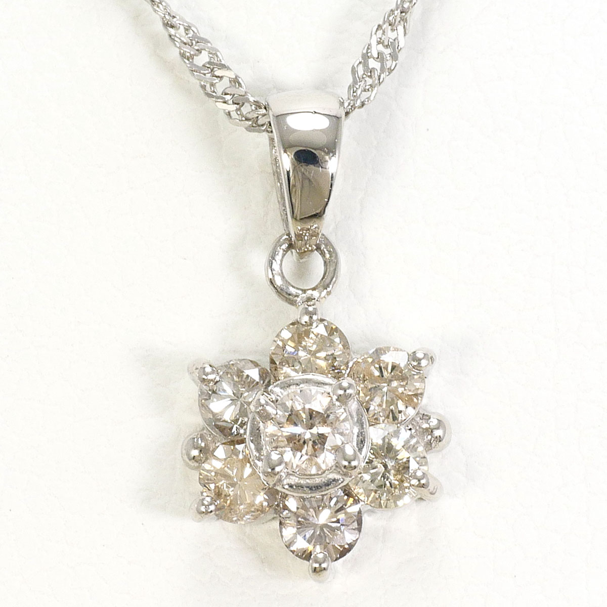 PT900 プラチナ PT850 プラチナ ネックレス ブラウンダイヤ（ct刻印なし） 総重量約3.3g 約40cm 中古