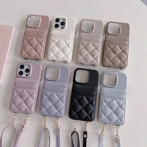 キルティング iphone16 15 14 13 ケース ショルダー おしゃれ ストラップ カード収納 スマホショルダー