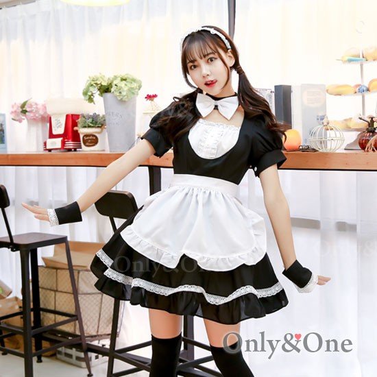 初売り】 メイド服 コスプレ 213メイド 衣装 リボン付き フリル