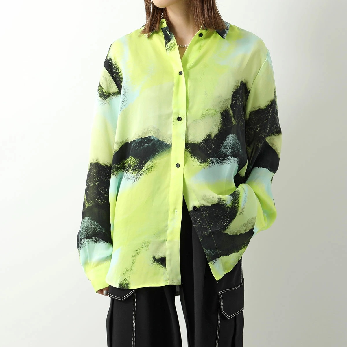 STINE GOYA スティーヌゴヤ 長袖 シャツ Sophia SG5283 レディース ブラウス ビスコース マーブル 水彩 プリント 総柄 ネオン Abstract-Landscape 9,597円