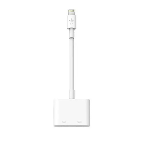 BELKIN ベルキン F8J198btWHT iPad mini iPhone 対応 変換アダプタ 充電・音楽専用 ホワイト Lightning Lightning×2 MFi認証