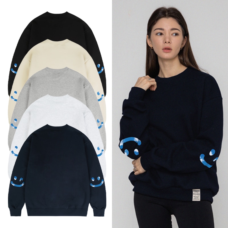 [UNISEX]Elbow SKY Cloud Drawing Smile Sweatshirt_5color