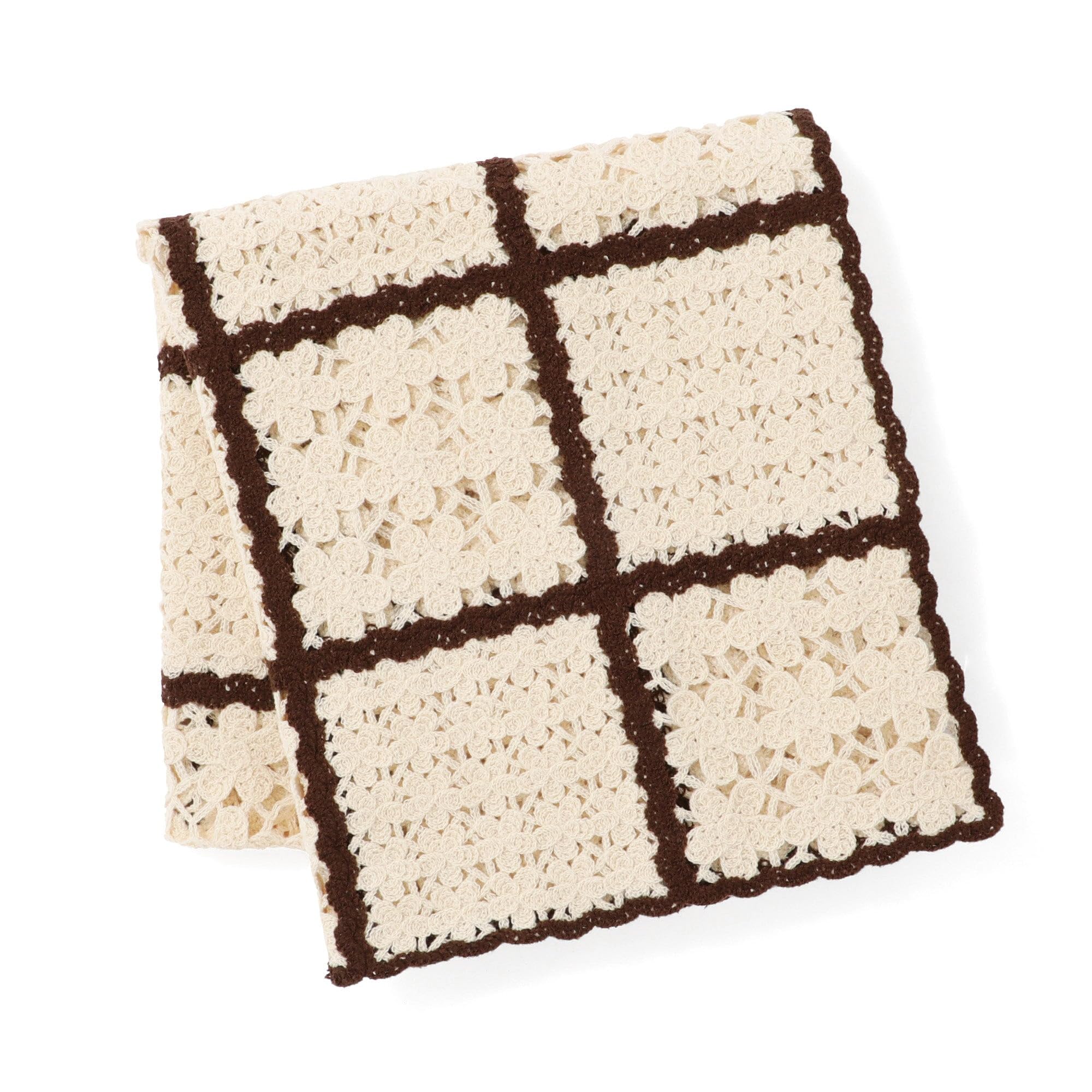 Francfranc フランフラン オータムフラワー クロシェ スロー（ひざ掛け）100cm×150cm アイボリー ブランケット ハーフケット