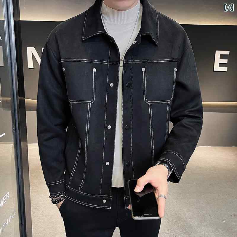 メンズ ファッション スエード ジャケット 春秋 秋 厚手 カジュアル ジャケット トップス