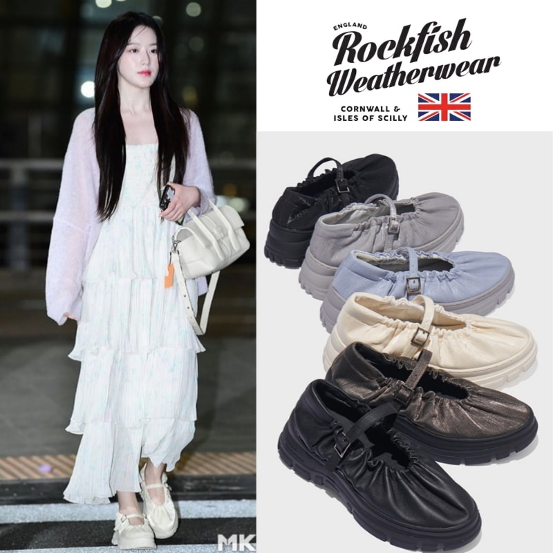 [NMIXX ベイ,IVE イソ,TWICE ダヒョン,(G)I-DLE シュファ着用] FLATFORM SCRUNCH MARYJANE 身長アップ ストラップ メリージェーン 5cm台