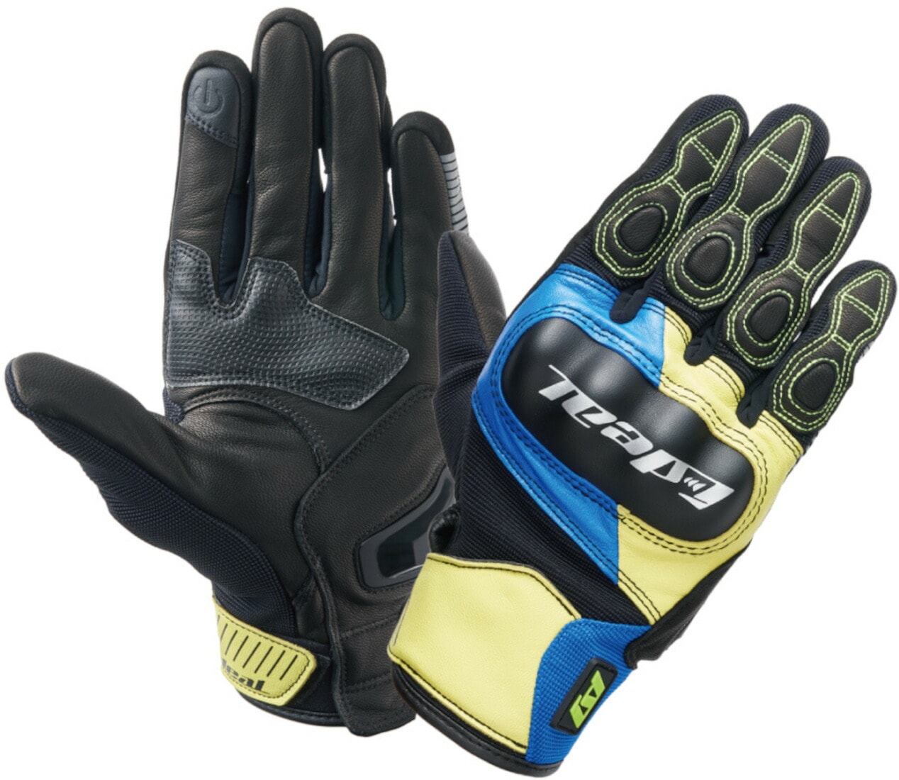 山城 IDEAL アイディール バイク用 グローブ 春夏モデル ID-015 HERITAGE (ヘリテージ) イエロー/ブルー/ブラック XLサイズ ID015/YLBLBK/XL