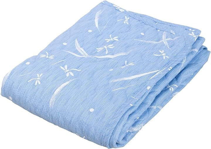 敷きパッド 夏 綿 100％ 敷パッド オールシーズン 敷パット しじら織 冷感 硬め( ブルー, ダブル)