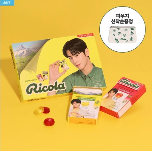 韓国限定 チャウヌ リコラ ノート 購入特典 Ricola CHA EUNWOO チャウヌ ノート 韓国リコラ4個 トレカ