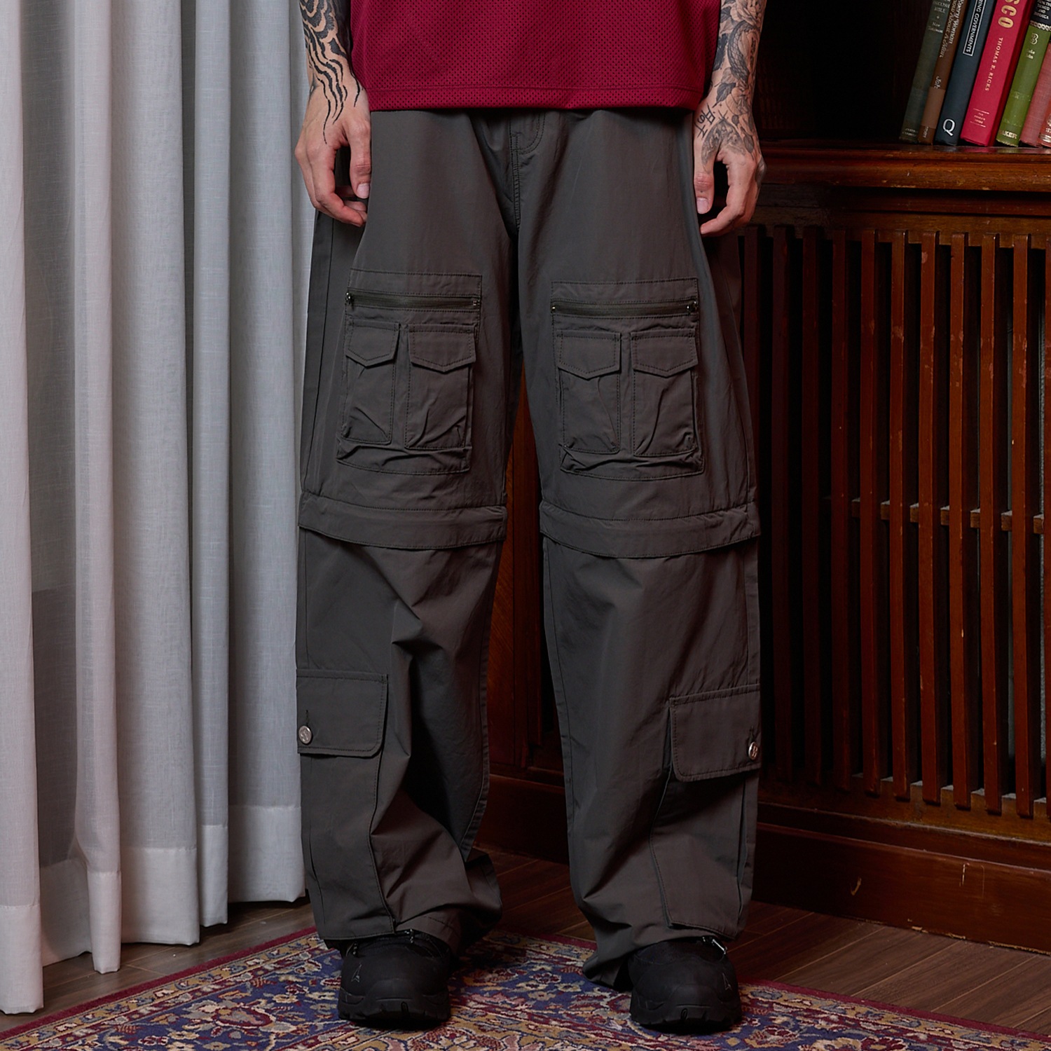 Multi pocket utility detachable pants CHARCOAL