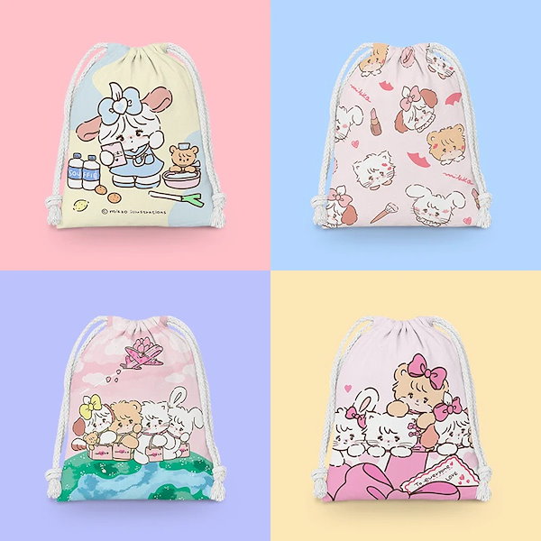 巾着2Pセット リボン mikko illustrations: キャラクター