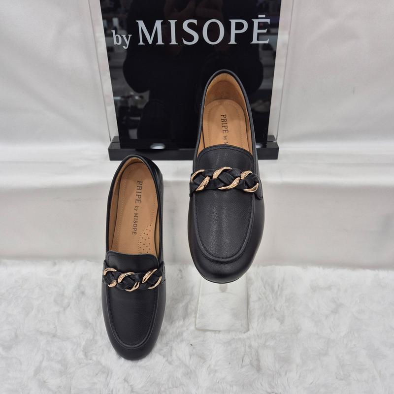 By 女性 チェーン ポイント ローファー 112HT419TG012 BLACK 2 JJ