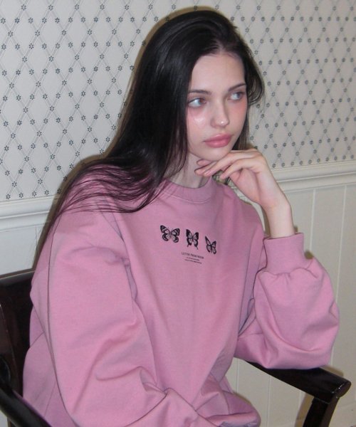 LETTER FROM MOON Triple Butterfly sweatshirt (deep pink)