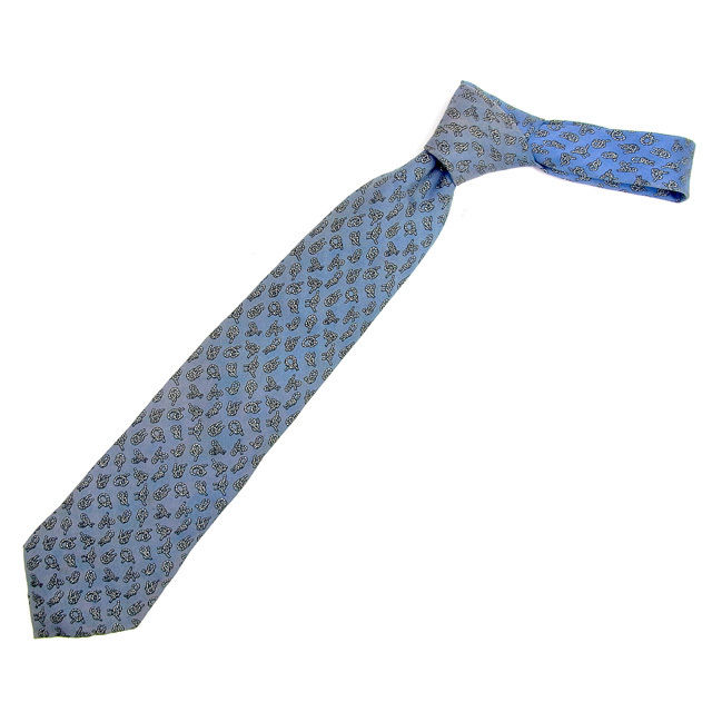 ネクタイ レギュラータイ ロープ柄 ブルー系 中古