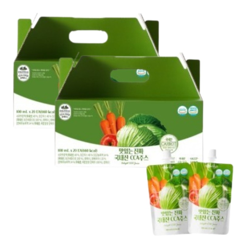 CCAジュース 100ml 20包 2箱 パウチ飲料 個包装 野菜果汁ミックスジュース CCAドリンク フルーツ野菜ジュース パック飲料