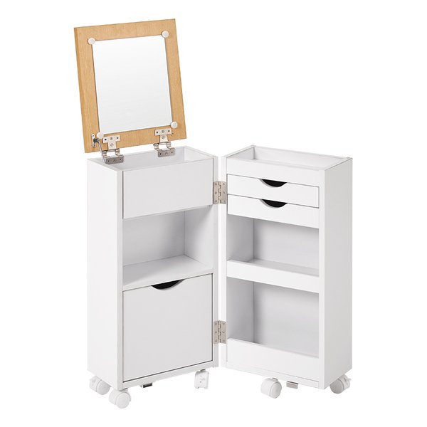 コスメワゴン 約 幅30.5×奥行34.5×高さ64cm ホワイト MUD-6678WH