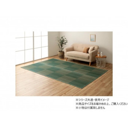 い草ラグ 格子柄 抗菌防臭 団地間6畳 約255×340cm レイクブルー 1031280042002