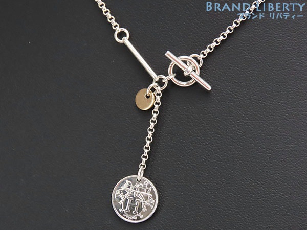 新品仕上げエルメスエクスリブリスPMシルバーネックレスペンダントチョーカーピンクゴールドシルバー92518KH120341B00