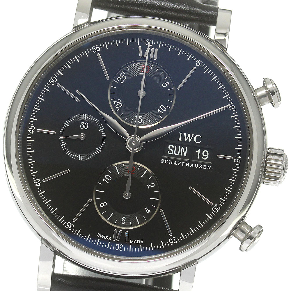 IWC SCHAFFHAUSEN IW391029 ポートフィノ クロノグラフ デイデイト 自動巻き メンズ 良品 _840299【中古】