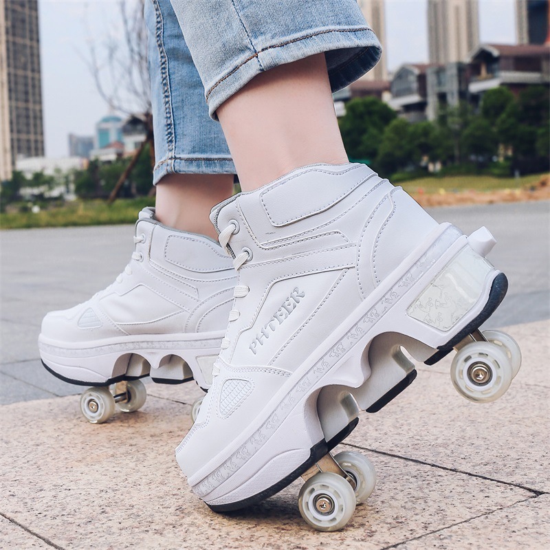かっしゃくつ Heelys シューズ四輪スケート男の子と子供用ホイールシューズ女の子スケートシューズ二輪変形シューズ