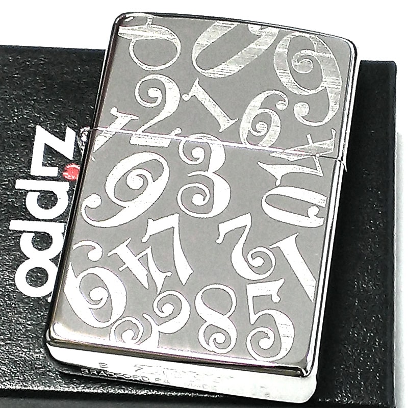 ZIPPO ライター 数字 ダイヤル ジッポ シルバー チタン加工 ナンバー 銀 彫刻 おしゃれ かっこいい シンプル メンズ プレゼント ギフト