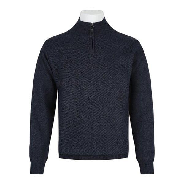 メンズソフト起毛ボアハーフネックニットDD-KN-628-3-ブルー