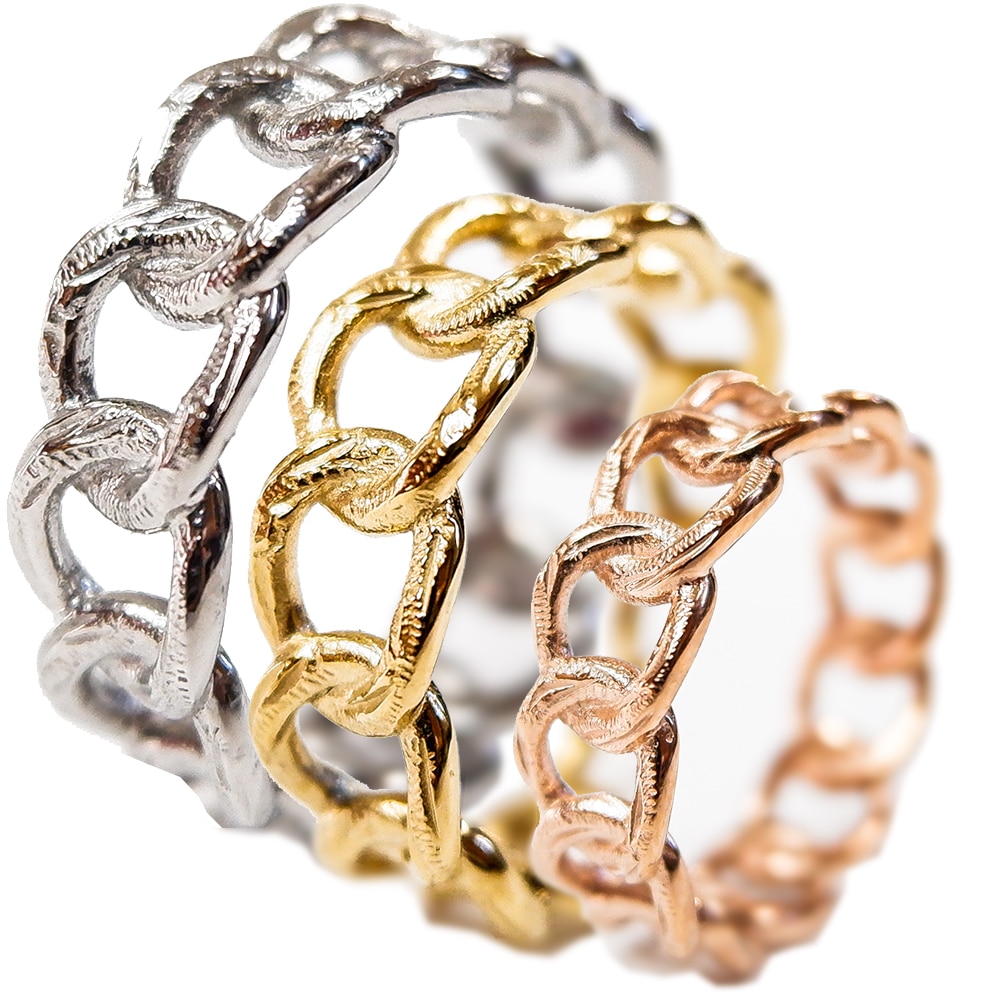 ハワイアンジュエリー リング K14イエローゴールドコーティング チェーン メンズ レディ－ス サー