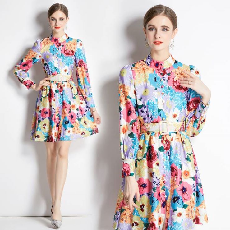 スタンドカラー花柄ミニ 結婚式 ドレス 結婚式 二次会 入園式 卒業式 大人 上品 入学式 OL レディース 春 夏 秋 冬