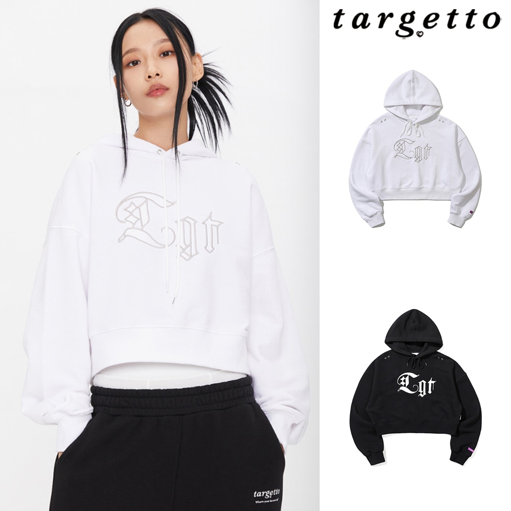 [TARGETTO] EYELET CROP HOODIE