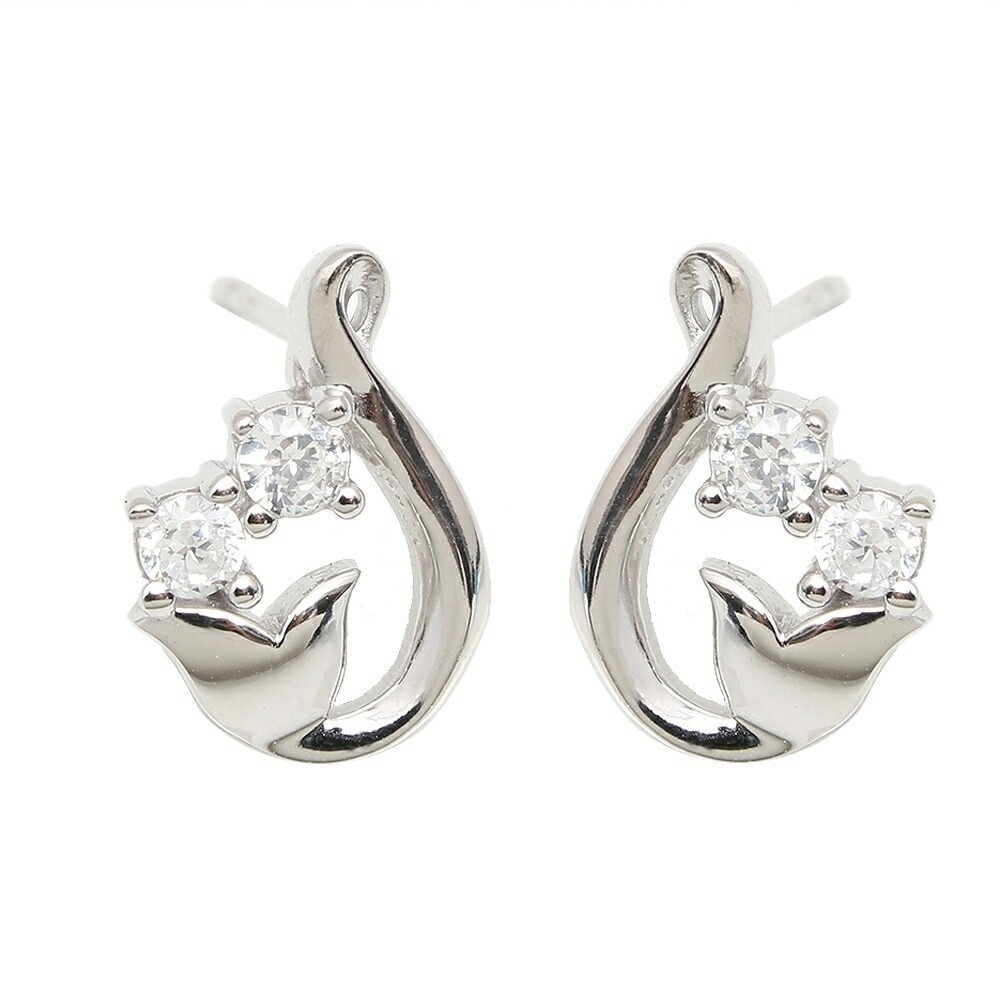 ラッピング付き ピアス TES-006 レディース ひばり 小鳥 シルバー クリスタル 並行輸入品