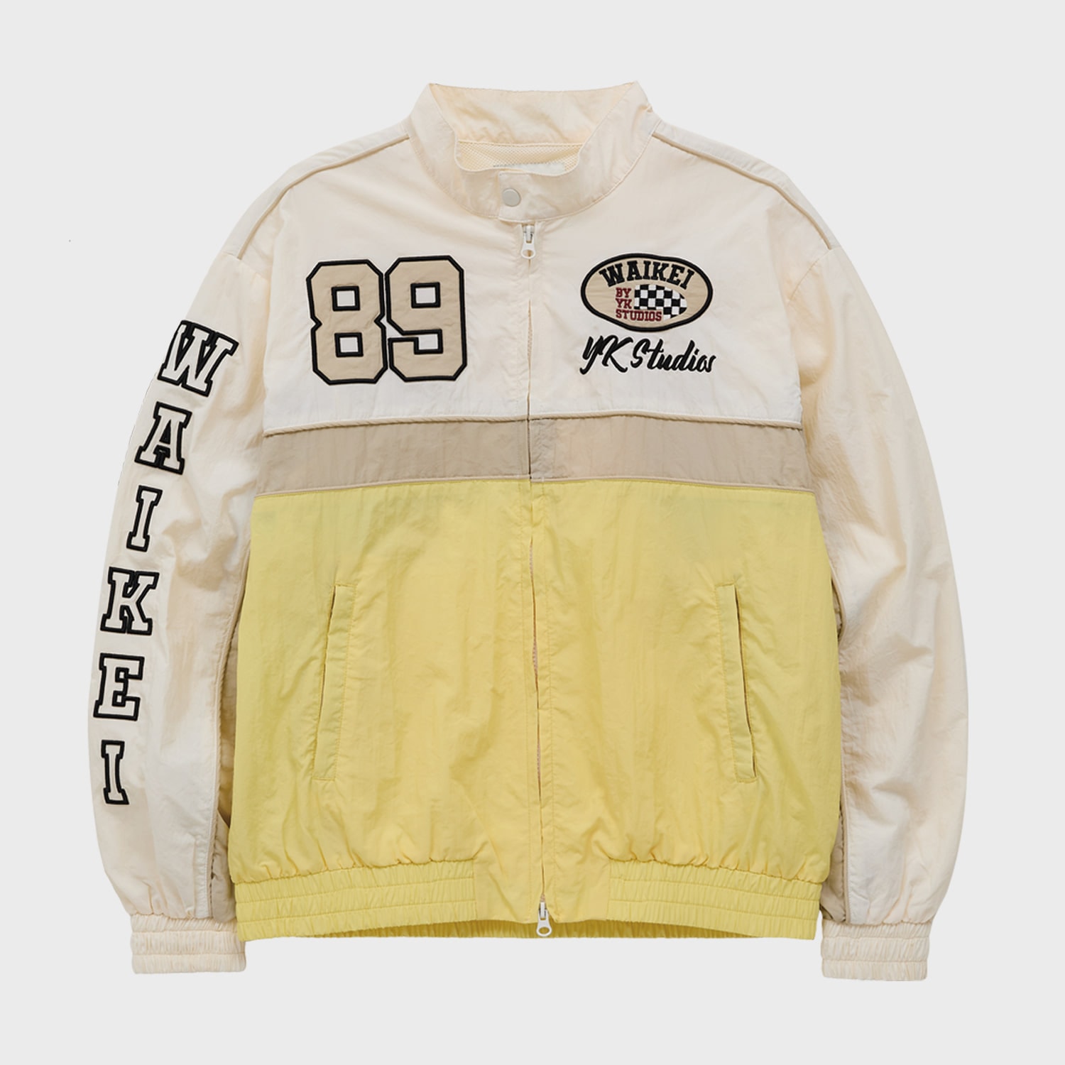 Color block racing track jacket YELLOW