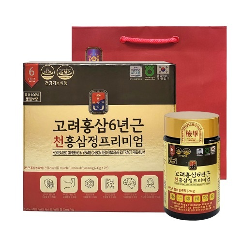 高麗人参 プレミアム紅参精 240g 2本 / 6年根紅参濃縮液100%(固形分60%以上) / 6gあたりジンセノサイド(サポニン) 30mg / 更年期閉経期女性サプリ