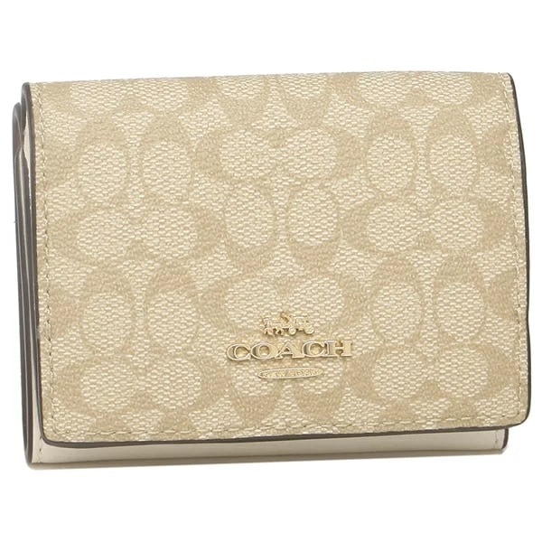 三つ折り財布 シグネチャー ライトベージュ レディース 91806 IMDQC アウトレット