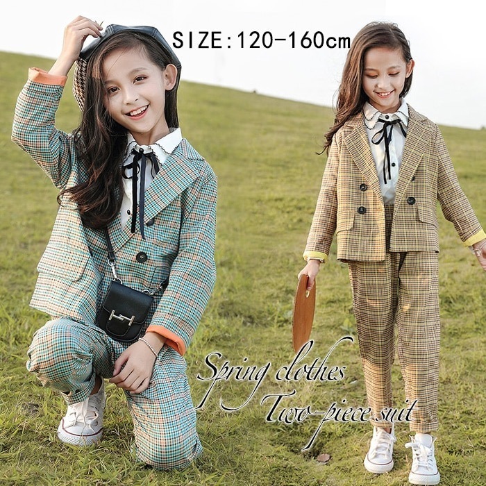 ガールズ スーツ 子供スーツ2点セット レディス ボーイッシュ スリースーツ キッズ 子供服 4,757円