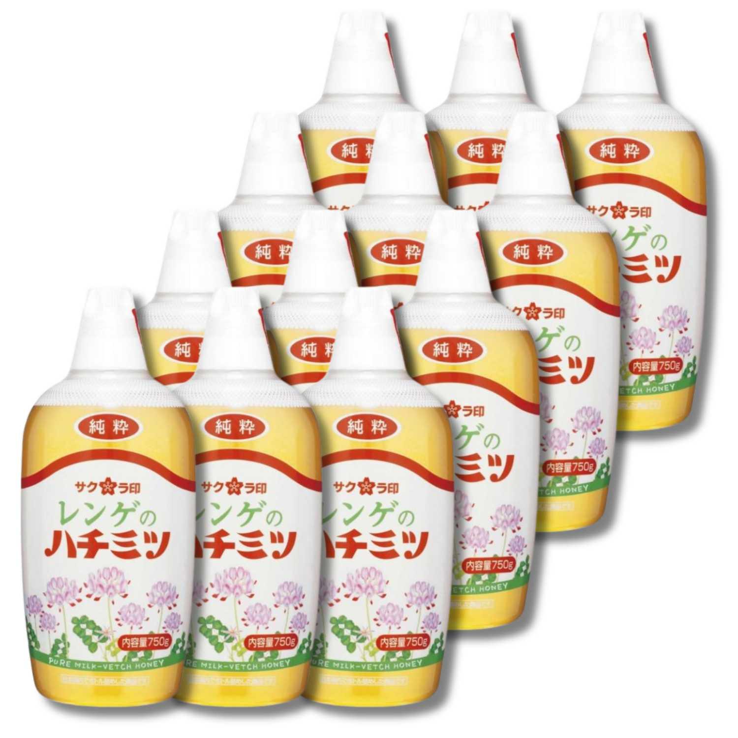 12個セット 加藤美蜂園 サクラ印 純粋レンゲハチミツ 750g