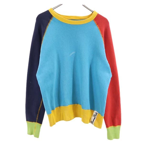 クレイジーパターン 長袖 スウェット トレーナー S ブルー系 裏起毛 メンズ