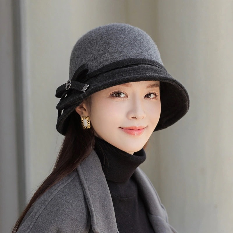 漁師帽子 レディース 秋冬 ウール ウール 韓国版 あたたかい ブリティッシュレトロ ポットハット カジュアル オールマッチ 上品 小帽子