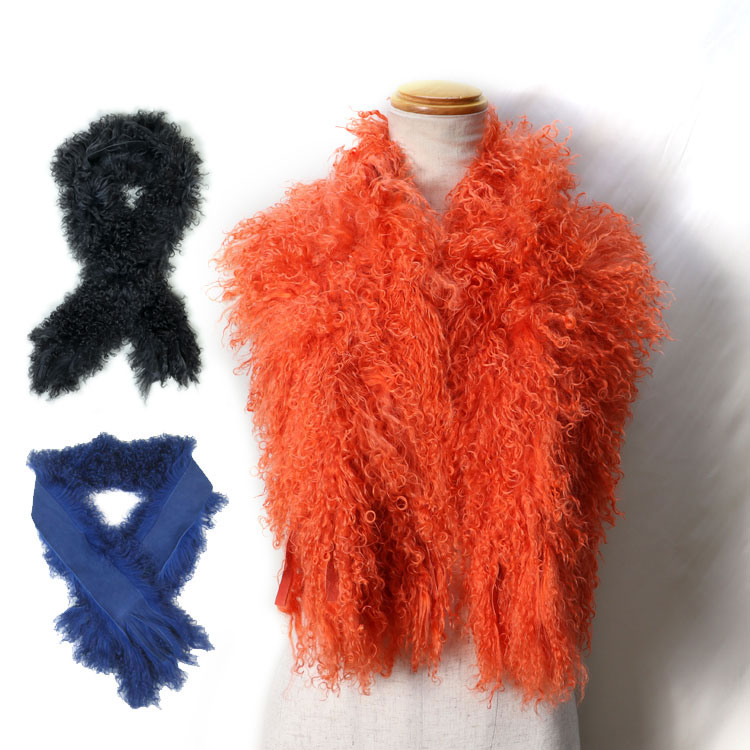 チベットラム ファー マフラー 大判 ストール Wフェイス レディース ギフト プレゼント