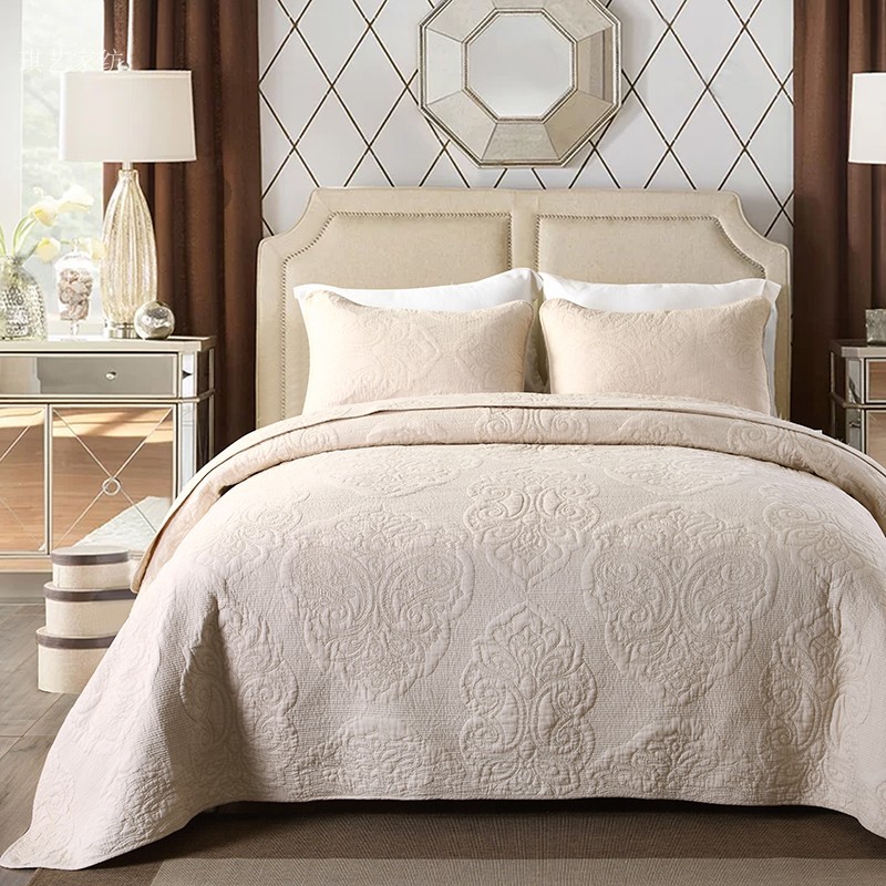 ベッドカバー マルチ カバー ク風北欧 寝具カバー 3点セット綿100% ベッドスプレッド キルト おしゃれ ダブル 四季適用 高級 高質感